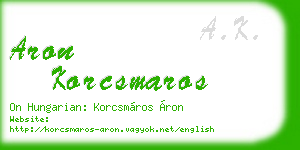 aron korcsmaros business card